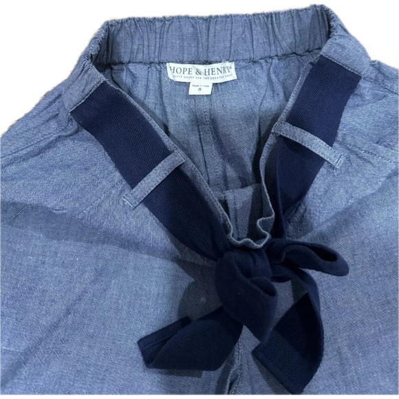 Hope & Henry Cropped Flair Denim Pants With Navy Bow - SIZE: 8 - Picture 6 of 7